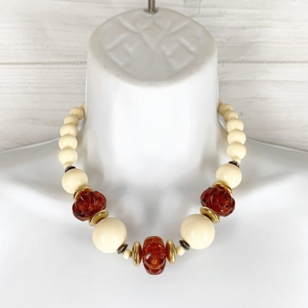 Vintage Designed by Paula Necklace Amber Ivory